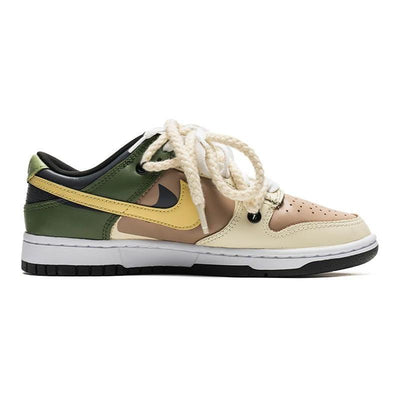 [Custom Female Grassland Ghost S-BOX]  Dunk Skateboarding Shoes Women's Low-top Brown/Green