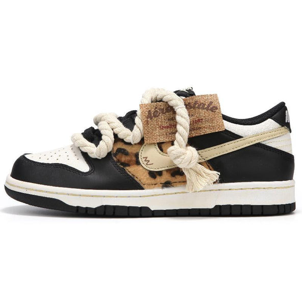 [Custom Women's leopard print black]  Dunk Skateboarding Shoes Women's