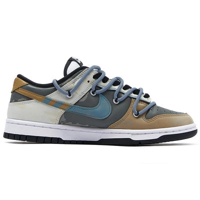 [Custom Women's non-biodegradable S-BOX]  Dunk Skateboarding Shoes Women's Low-top White/Brown