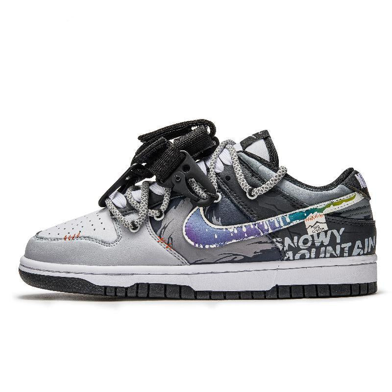 [Custom Northern Lights]  Dunk Skateboarding Shoes Low-top Grey/black