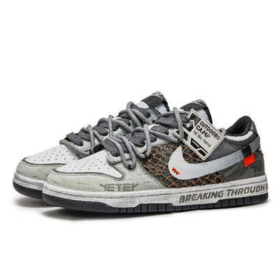 [Custom A Miraculous Journey]  Dunk Skateboarding Shoes Unisex Low-top Grey White Green