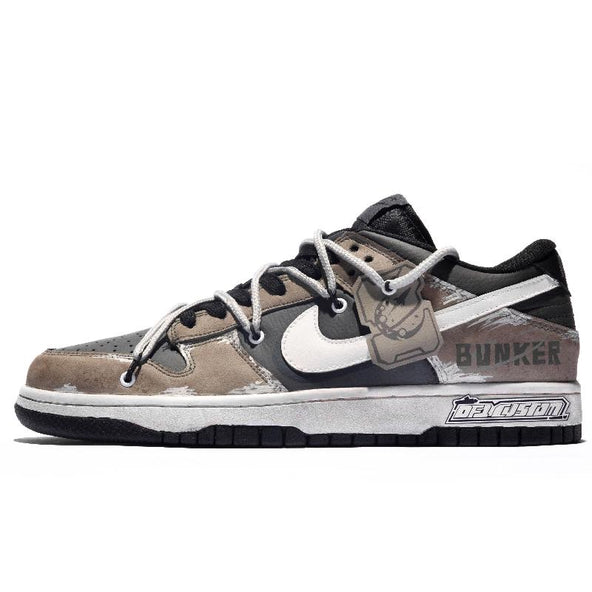 [Custom Cover]  Dunk Skateboarding Shoes Low-top Beige/black/brown
