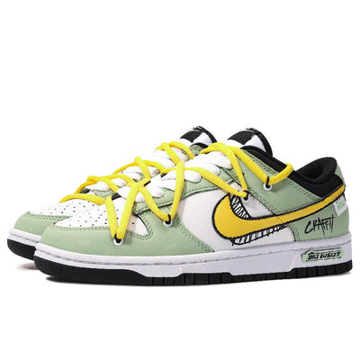 [Custom Green Comet]  Dunk Skateboarding Shoes Unisex Low-top Green/yellow/white