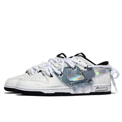 [Custom Lost Butterfly Valley, Laser Logo]  Dunk Skateboarding Shoes Unisex Denim Style