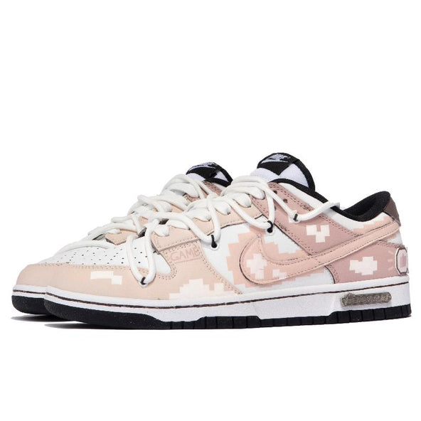 [Custom Pink Pixel]  Dunk Skateboarding Shoes Women's Low-top Black/pink/white