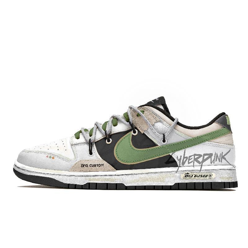 [Custom Phantom Green]  Dunk Skateboarding Shoes Unisex Low-top Green/White