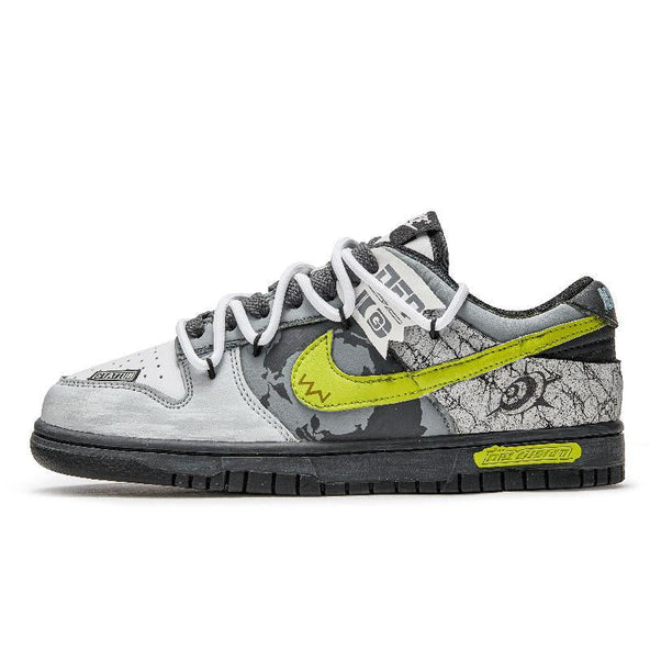 [Custom Hiking]  Dunk Skateboarding Shoes Unisex Low-top Grey/green