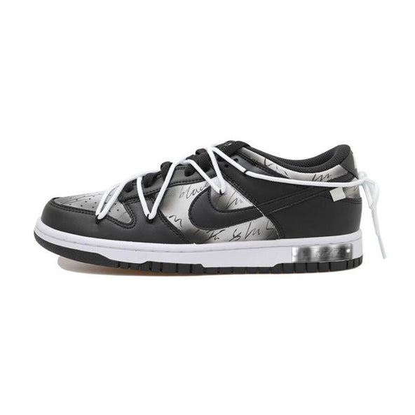 [Custom Cool black smudged female S-BOX]  Dunk Skateboarding Shoes Women's Low-top Black/white