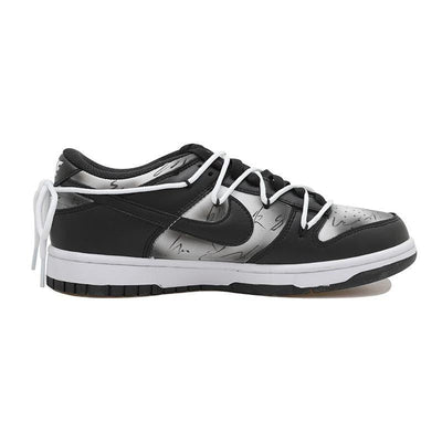 [Custom Cool black smudged female S-BOX]  Dunk Skateboarding Shoes Women's Low-top Black/white