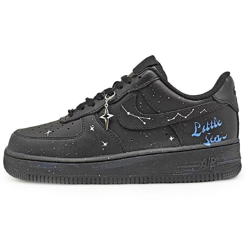[Custom Star Constellation 1.0]  Air Force 1 Skateboard Shoes Unisex Low-Top Black/White/Blue