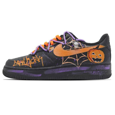 [Custom Surprise Pumpkin]  Air Force 1 Skateboard Shoes Unisex Low-Top Black/Purple/Orange