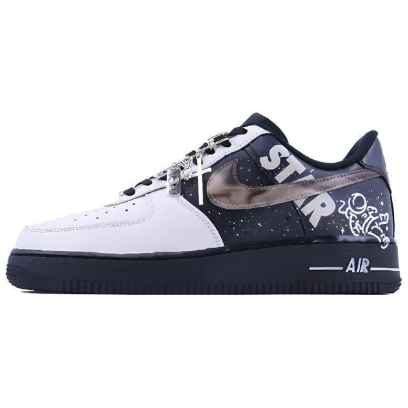 [Custom Wandering in the universe]  Air Force 1 Skateboard Shoes Unisex Low-Top Beige/Brown