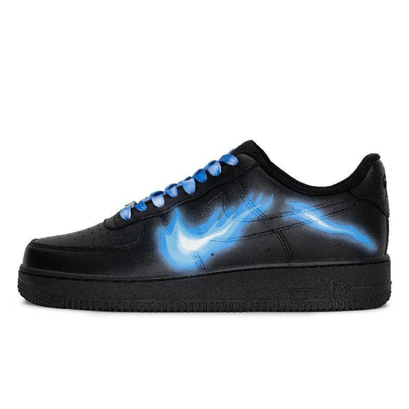 [Custom The blue flame breaks the hook]  Air Force 1 Skateboarding Shoes Unisex