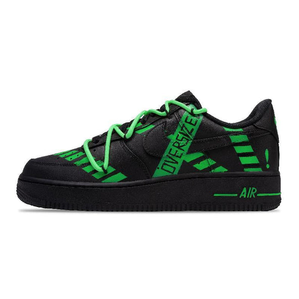 [Custom The green alert is for both men and women]  Air Force 1 Skateboard Shoes Unisex Low-Top Black/Green