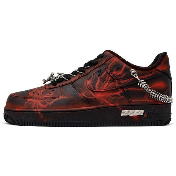 [Custom Strangle the dawn]  Air Force 1 Skateboard Shoes Unisex Low-Top Black/Red