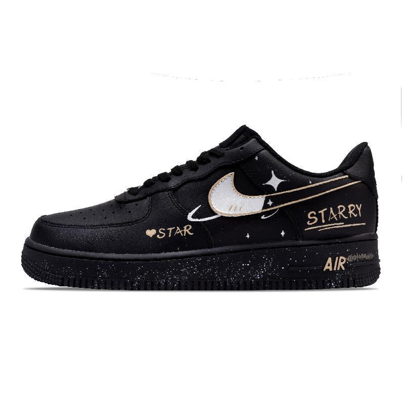 [Custom Unisex night starry sky]  Air Force 1 Skateboard Shoes Unisex Low-Top White