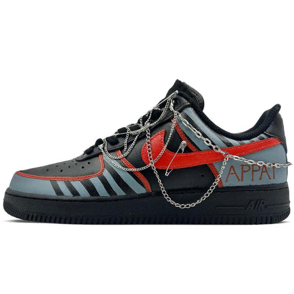 [Custom The Mechanical Age]  Air Force 1 Skateboard Shoes Unisex Low-Top Black/Red/Gray