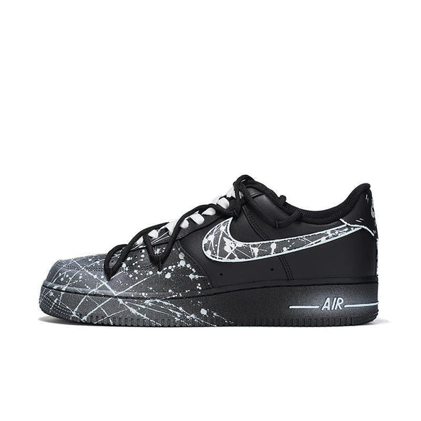 [Custom Starlight]  Air Force 1 Skateboard Shoes Unisex Low-Top White/Blue/Silver
