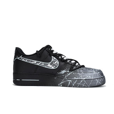 [Custom Starlight]  Air Force 1 Skateboard Shoes Unisex Low-Top White/Blue/Silver