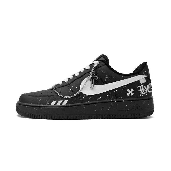 [Custom The male version of "Legend of the Night" is in black and white]  Air Force 1 Skateboard Shoes Unisex Low-Top White