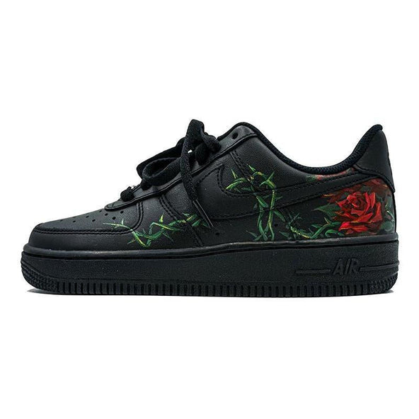 [Custom Thorny rose hand-painted Valentine's Day]  Air Force 1 Skateboarding Shoes Men