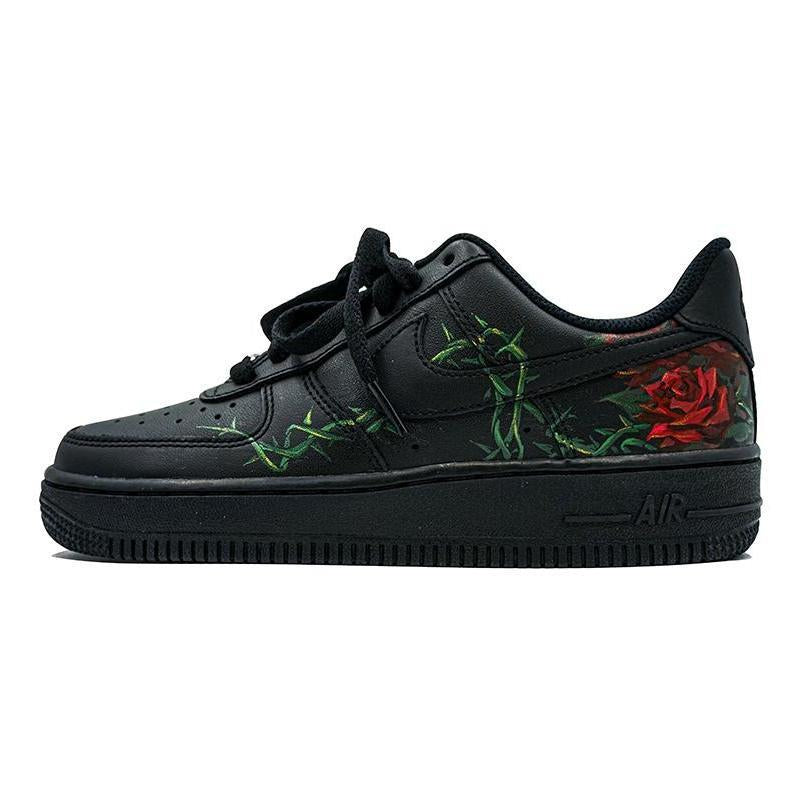 [Custom Thorny rose hand-painted Valentine's Day]  Air Force 1 Skateboarding Shoes Men