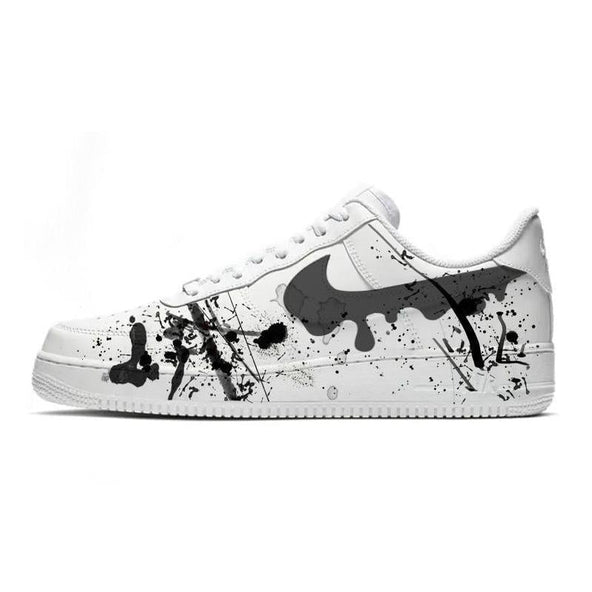 [Custom Splash ink and melt]  Air Force 1 Skateboarding Shoes Men Low-top White/black