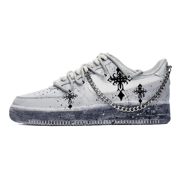 [Custom The men's style for baptism Day is grey and black]  Air Force 1 Skateboarding Shoes Men