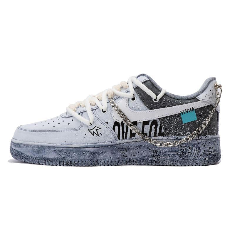 [Custom The men's style is dyed in gray and black]  Air Force 1 Skateboarding Shoes Men