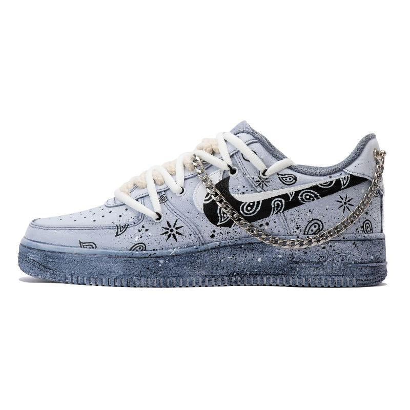 [Custom The men's style is dyed with cashew flower grayish-black]  Air Force 1 Skateboarding Shoes Men
