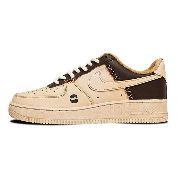 [Custom The men's coffee beans are brown]  Air Force 1 Skateboarding Shoes Men Low-top Brown/Taupe