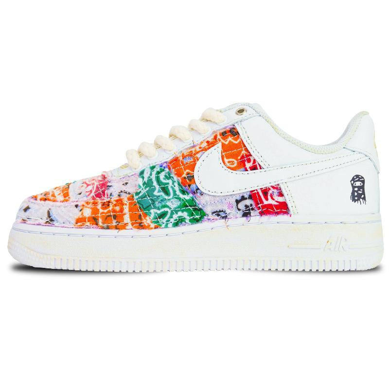 [Custom The male type destroys cashews]  Air Force 1 Skateboarding Shoes Men Low-top White/Green/Orange