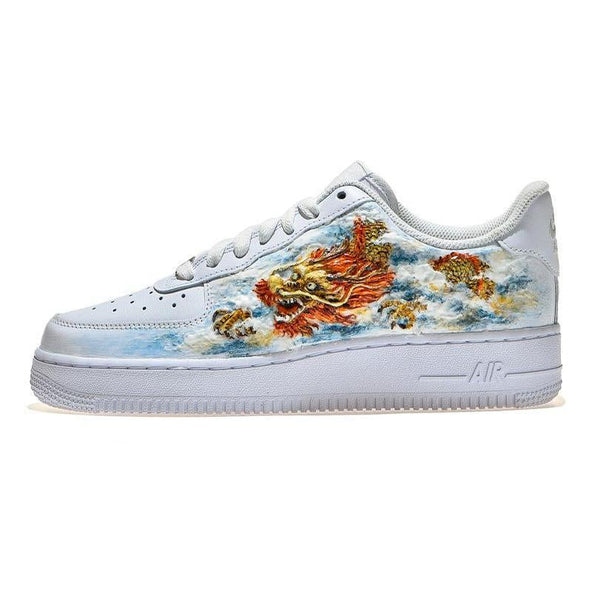 [Custom The men's golden dragon bestows blessings]  Air Force 1 Skateboarding Shoes Men