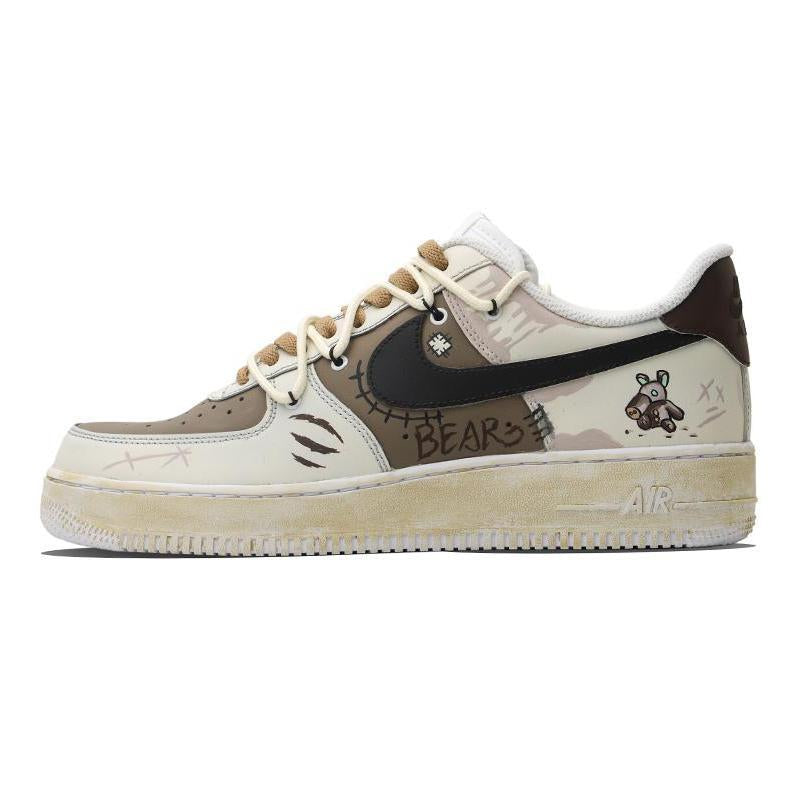 [Custom Violent doll for men]  Air Force 1 Skateboarding Shoes Men Low-top Beige/Brown