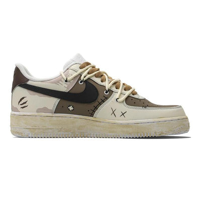 [Custom Violent doll for men]  Air Force 1 Skateboarding Shoes Men Low-top Beige/Brown