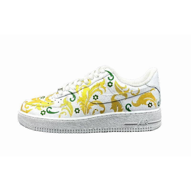 [Custom St. Mary's High School]  Air Force 1 Skateboard Shoes Unisex Low-Top White/Gold