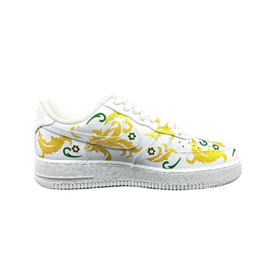 [Custom St. Mary's High School]  Air Force 1 Skateboard Shoes Unisex Low-Top White/Gold