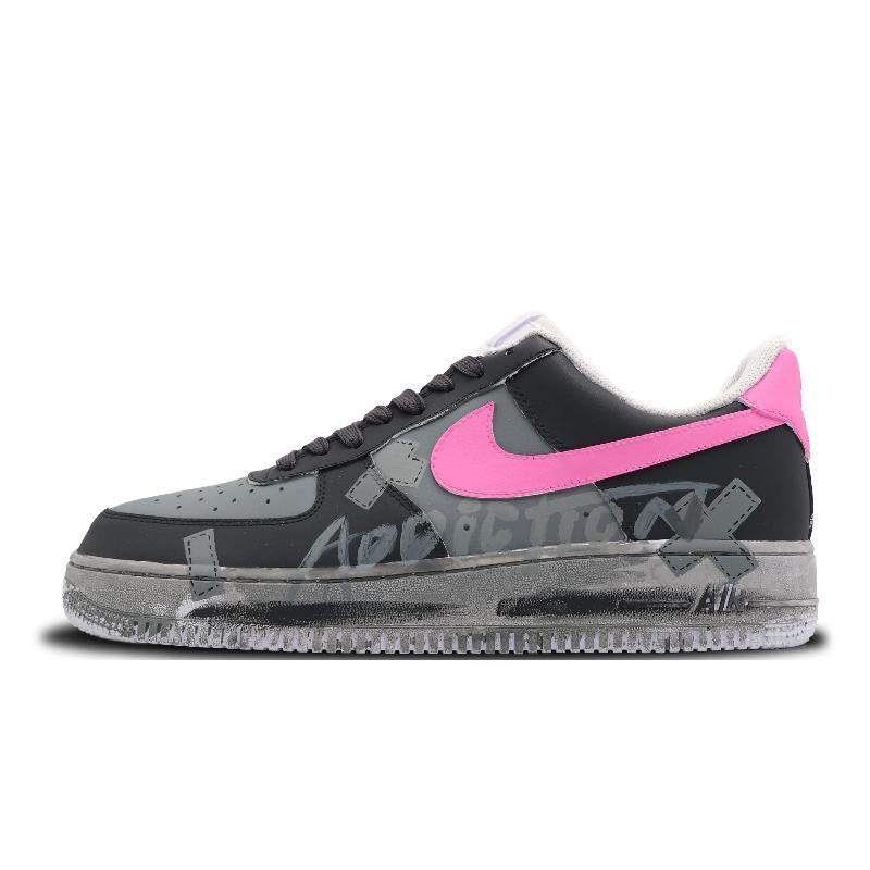 [Custom Under the neon lights for men]  Air Force 1 Skateboarding Shoes Men Low-top Black/Gray