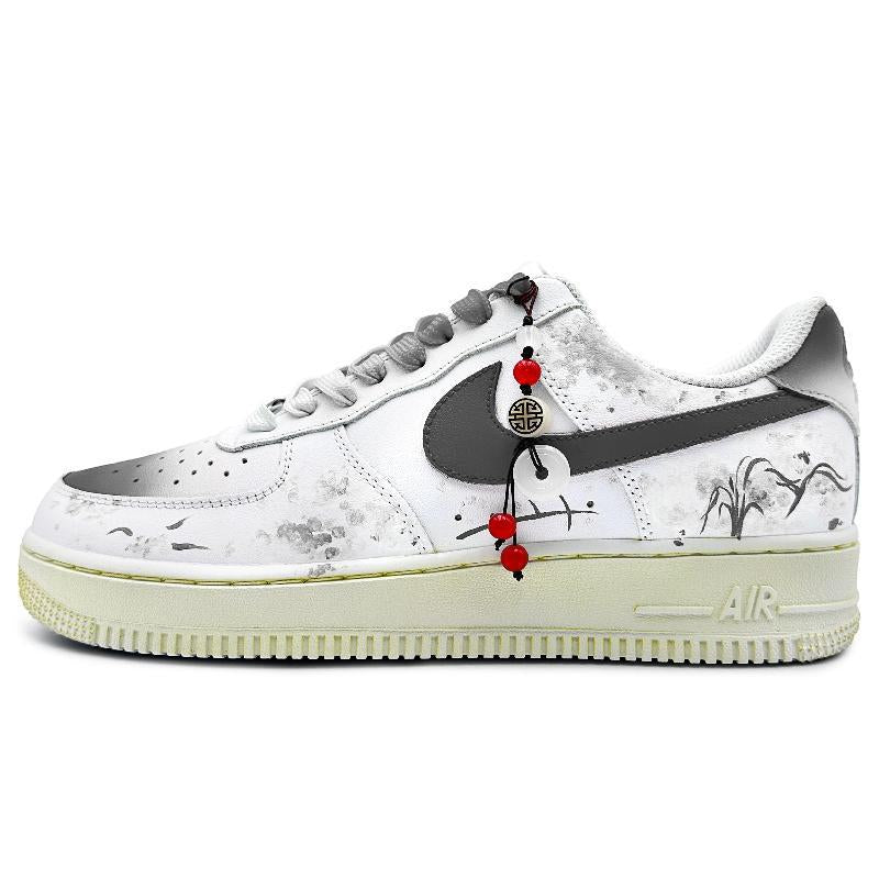 [Custom Zhaozhao's wish came true]  Air Force 1 Wear-Resistant Slip-Resistant Low-Top Skateboard Shoes Unisex Gray White