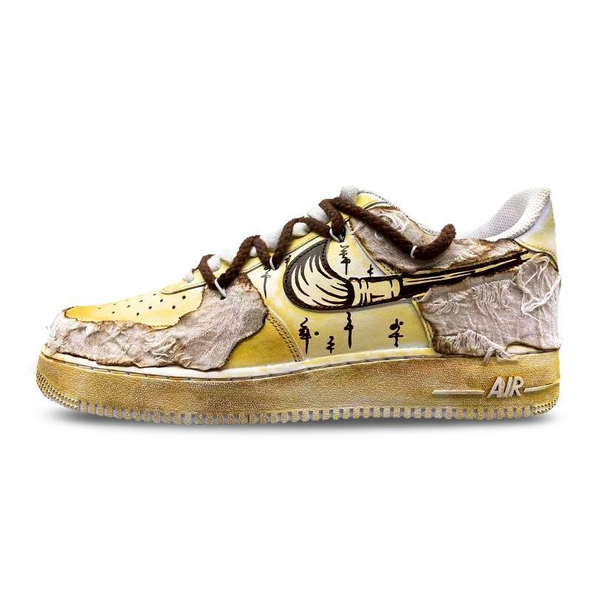 [Custom The men's classic is yellow and brown]  Air Force 1 Skateboarding Shoes Men Low-top Brown