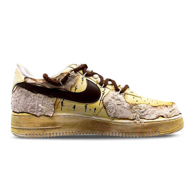 [Custom The men's classic is yellow and brown]  Air Force 1 Skateboarding Shoes Men Low-top Brown