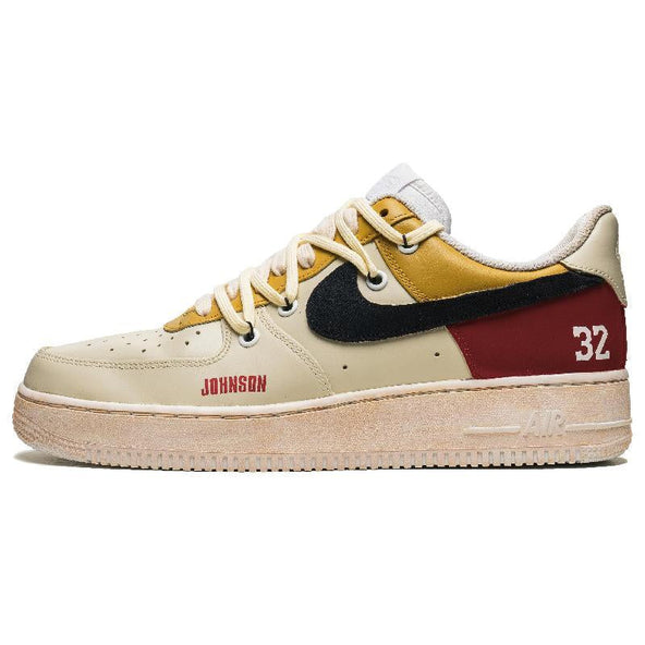 [Custom Yuedong Orange Color]  Air Force 1 Skateboarding Shoes Unisex Low-top Beige/yellow/red