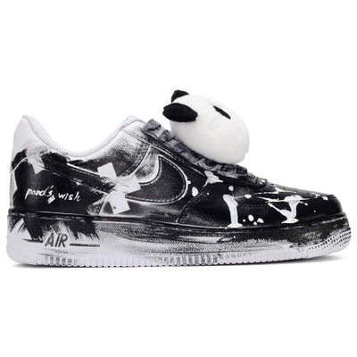 [Custom The wishes of male and female pandas]  Air Force 1 Skateboard Shoes Unisex Low-Top Black/White