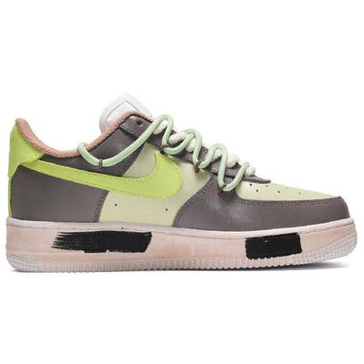 [Custom The men's small jumping frog is white, brown and green]  Air Force 1 Skateboarding Shoes Men Low-top Sanddrift/White/Rough Green/Hemp