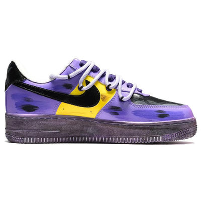 [Custom The men's snake skin is black, yellow and purple]  Air Force 1 Skateboarding Shoes Men Low-top Black, Yellow, Violet
