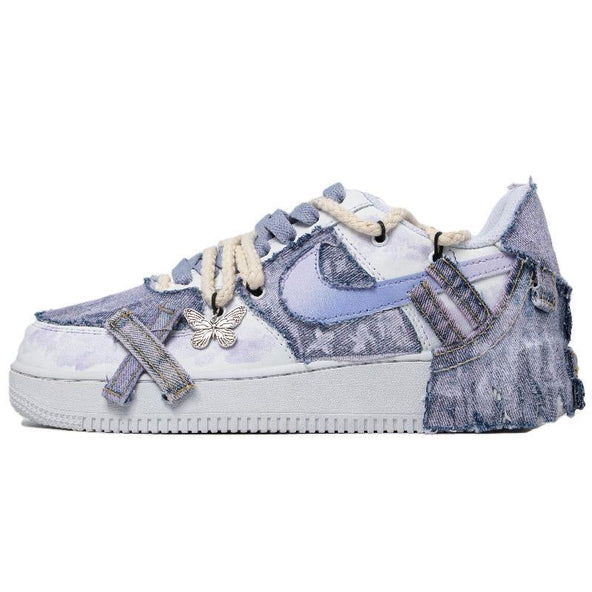 [Custom The men's electronic music style is making a comeback in a dreamy purple and white]  Air Force 1 Skateboarding Shoes Men