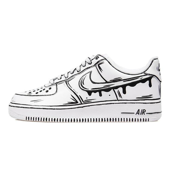 [Custom The same style of black and white in the 2D world for both men and women]  Air Force 1 Skateboarding Shoes Unisex