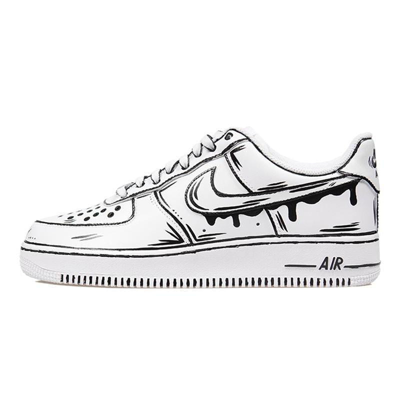 [Custom The same style of black and white in the 2D world for both men and women]  Air Force 1 Skateboarding Shoes Unisex