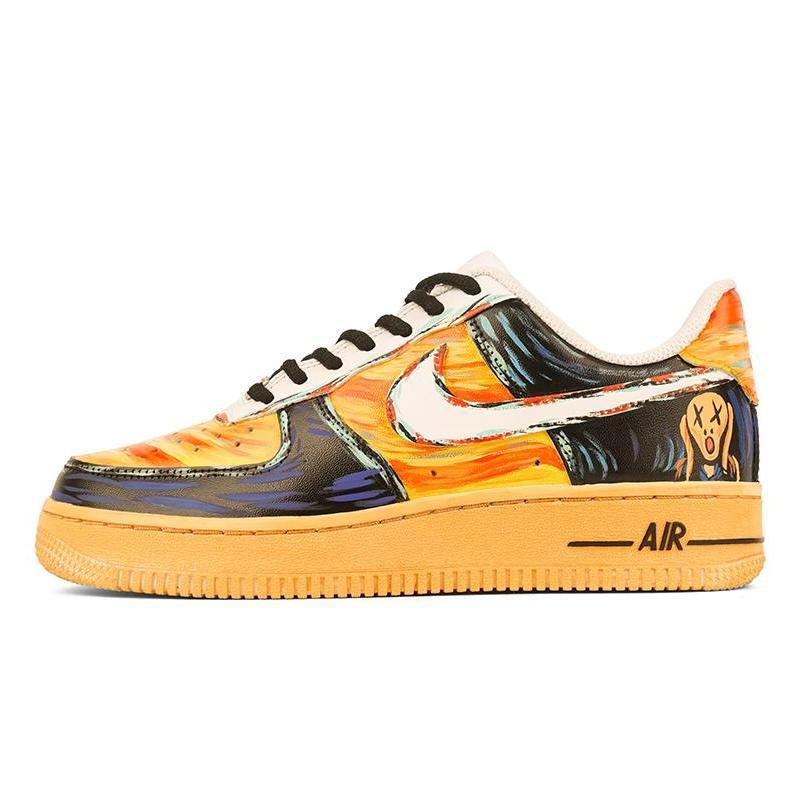 [Custom The men's colored graffiti sneakers are yellow and black]  Air Force 1 Skateboarding Shoes Men