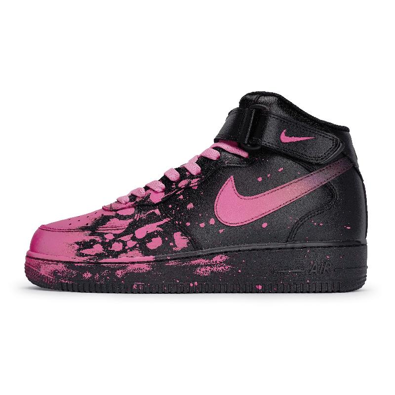 [Custom Team80 Male and Female Starlight Rose Red]  Air Force 1 Skateboard Shoes Unisex Mid-Top Rose Red